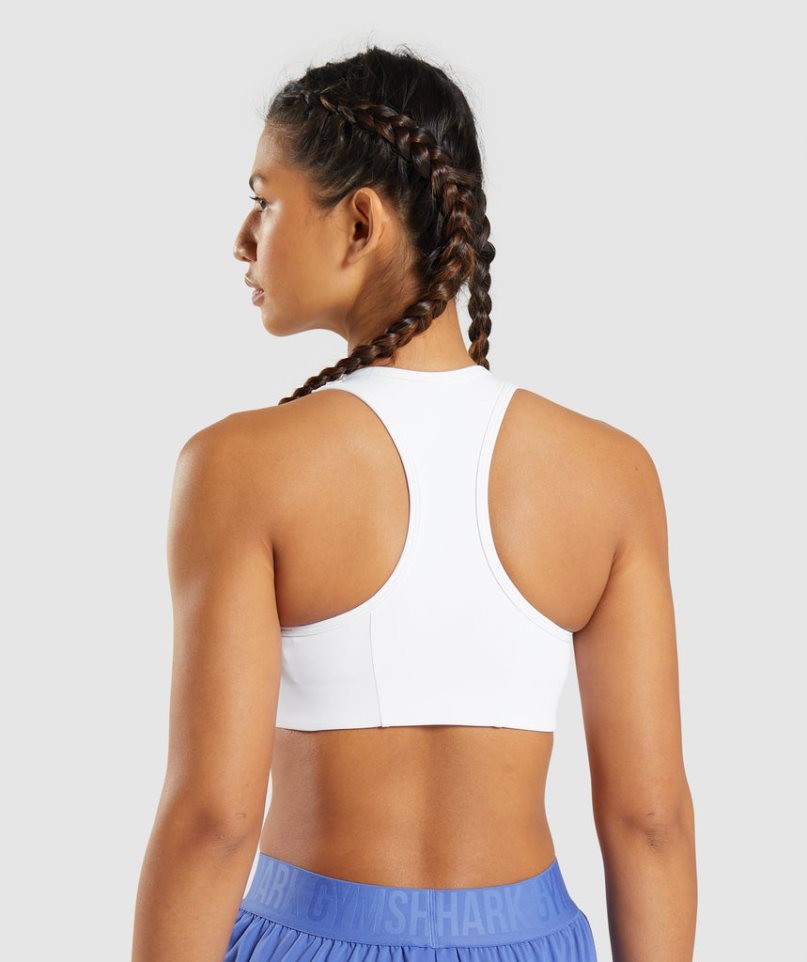 Women's Gymshark Essential Racer Back Sports Bra White | CA 7058N6